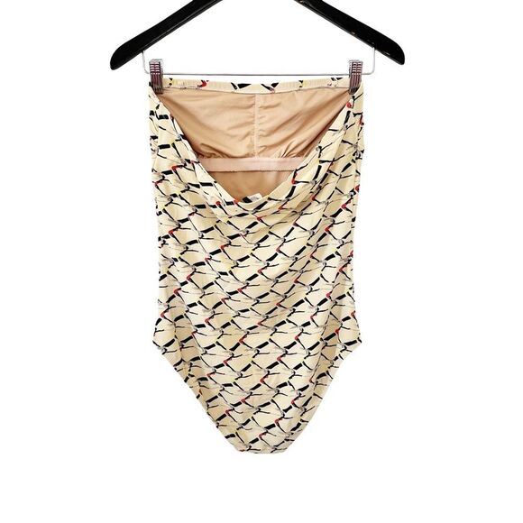 J.Crew Cream All-Over Pattern High Waisted Strapless One-Piece Swimsuit - Picture 2 of 7